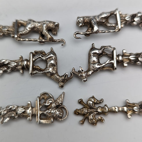 1920年頃 スイスアンティーク フィギュア彫刻 800シルバー製 コーヒースプーン6本セット